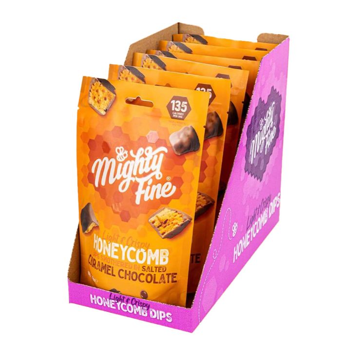 Mighty Fine - Salted Caramel Honeycomb Dips Chocolate, 90g  Pack of 12
