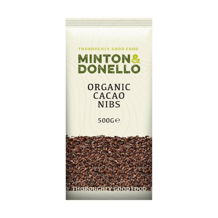 Minton & Donello - Cacao Nibs (Organic), 500g  Pack of 6