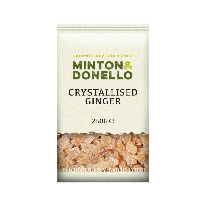 Minton & Donello - Crystalized Ginger Diced, 250g  Pack of 6