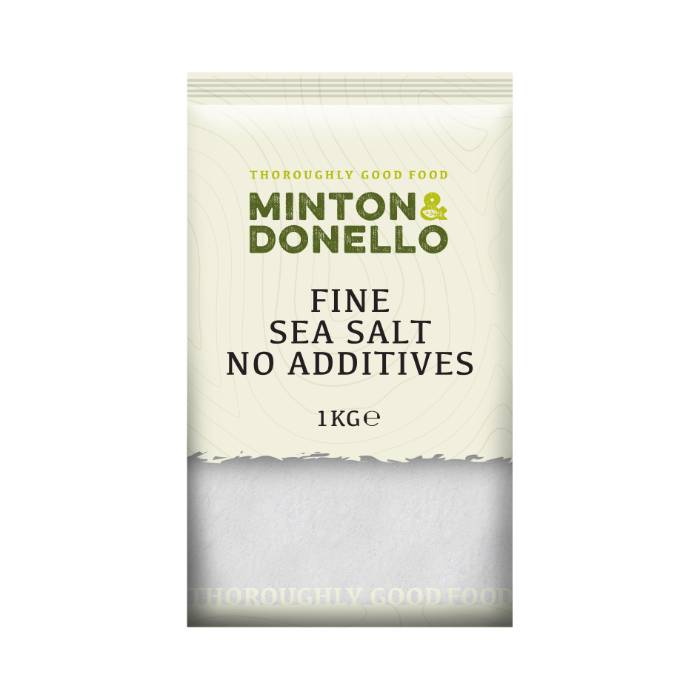 Minton & Donello - Fine Sea Salt No Additives, 1000g  Pack of 6