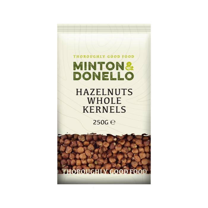Minton & Donello - Hazelnuts Whole Kernels, 250g  Pack of 6