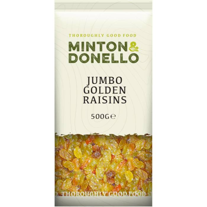 Minton & Donello - Jumbo Golden Raisins, 500g  Pack of 6