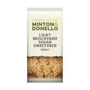 Minton & Donello - Light Muscovado Sugar Unrefined, 500g | Pack of 6