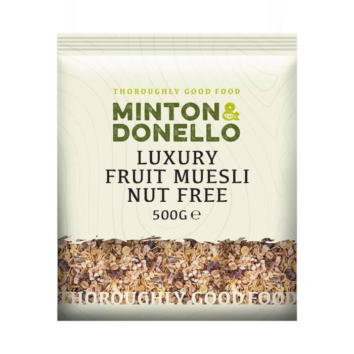 Minton & Donello - Luxury Fruit Muesli Nut Free, 500g  Pack of 6