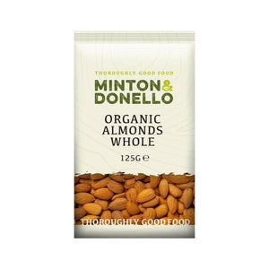 Minton & Donello - Organic Almonds Whole, 125g | Pack of 6