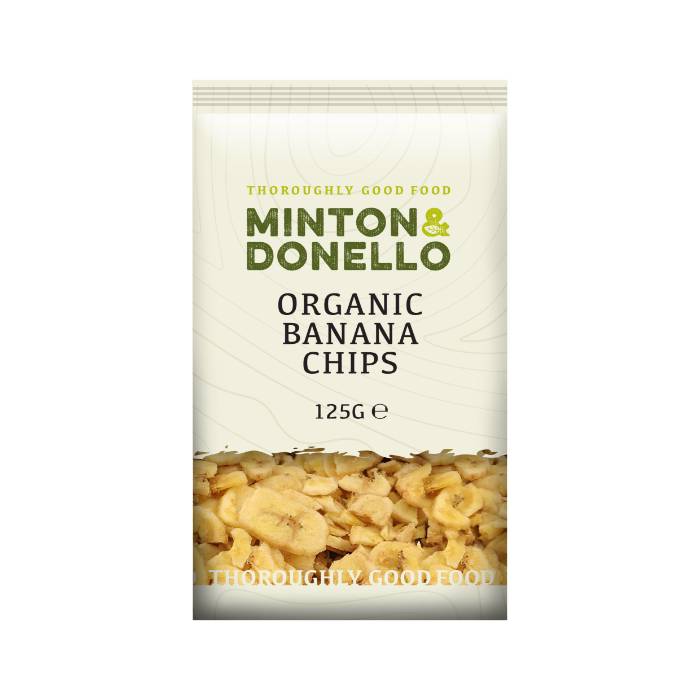 Minton & Donello - Organic Banana Chips, 125g  Pack of 6