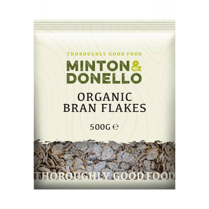 Minton & Donello - Organic Bran Flakes, 500g  Pack of 6