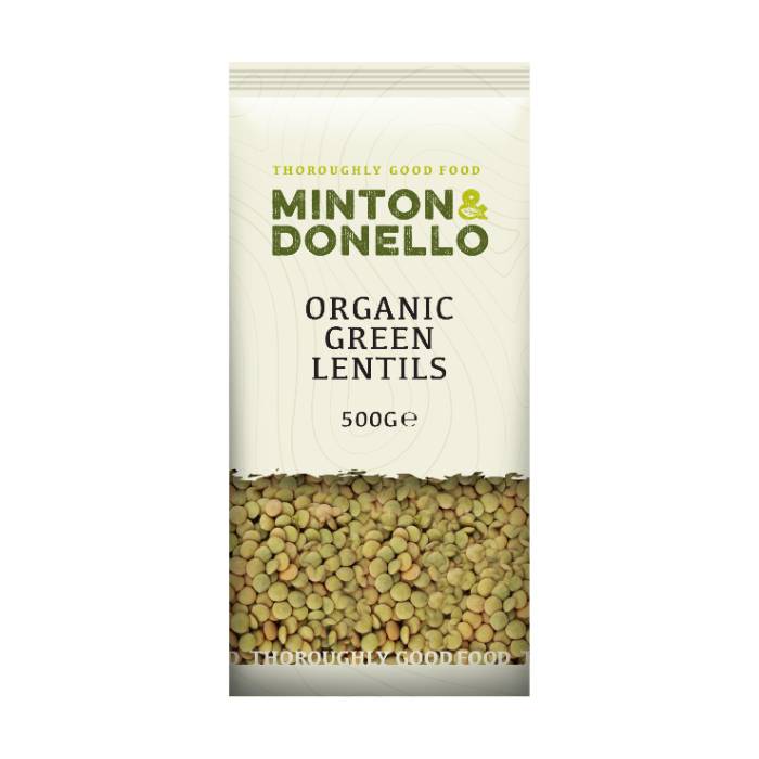 Minton & Donello - Organic Green Lentils, 500g  Pack of 6