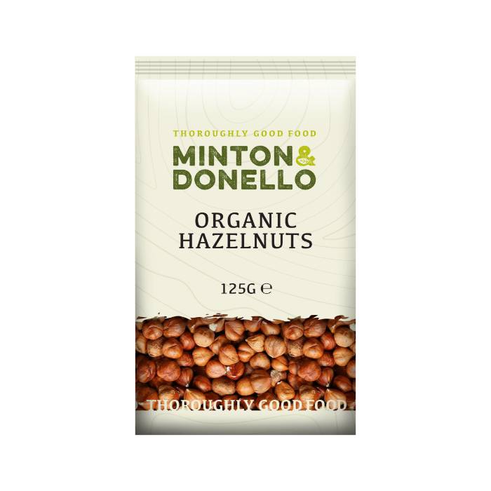 Minton & Donello - Organic Hazelnuts Whole, 125g  Pack of 6