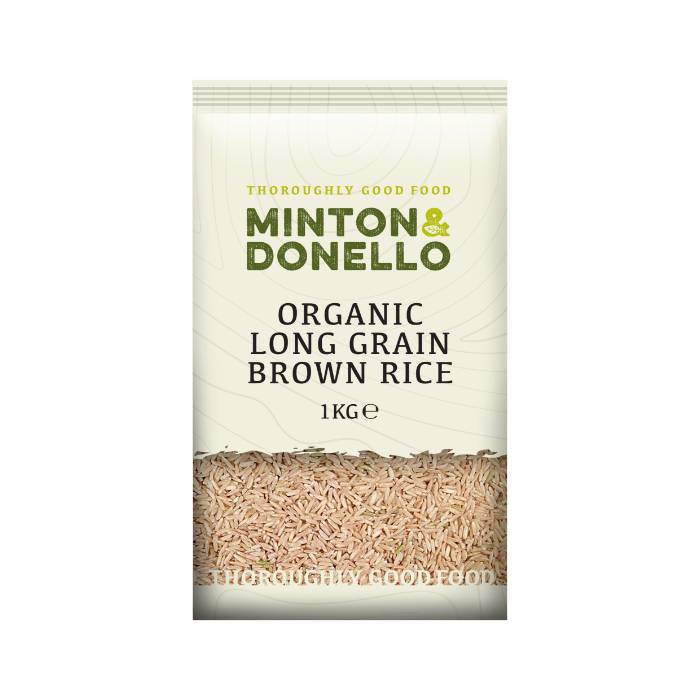 Minton & Donello - Organic Long Grain Brown Rice, 1000g  Pack of 6 