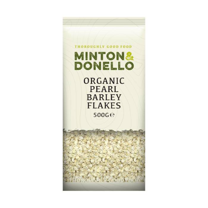 Minton & Donello - Organic Pearl Barley Flakes, 500g  Pack of 6