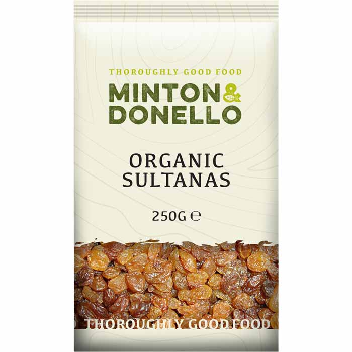 Minton & Donello - Organic Sultanas, 250g -  Pack of 6