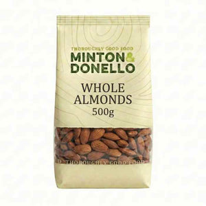 Minton & Donello - Organic Whole Almonds, 500g | Pack of 6