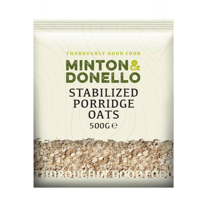 Minton & Donello - Stabilized Porridge Oats, 500g  Pack of 6