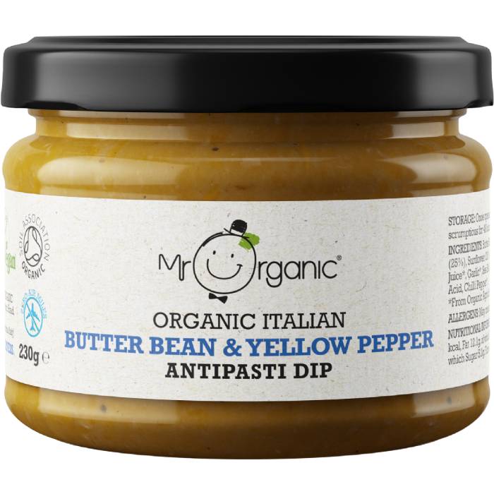Mr Organic - Butter Bean and Yellow Pepper Antipasti Dip, 230g