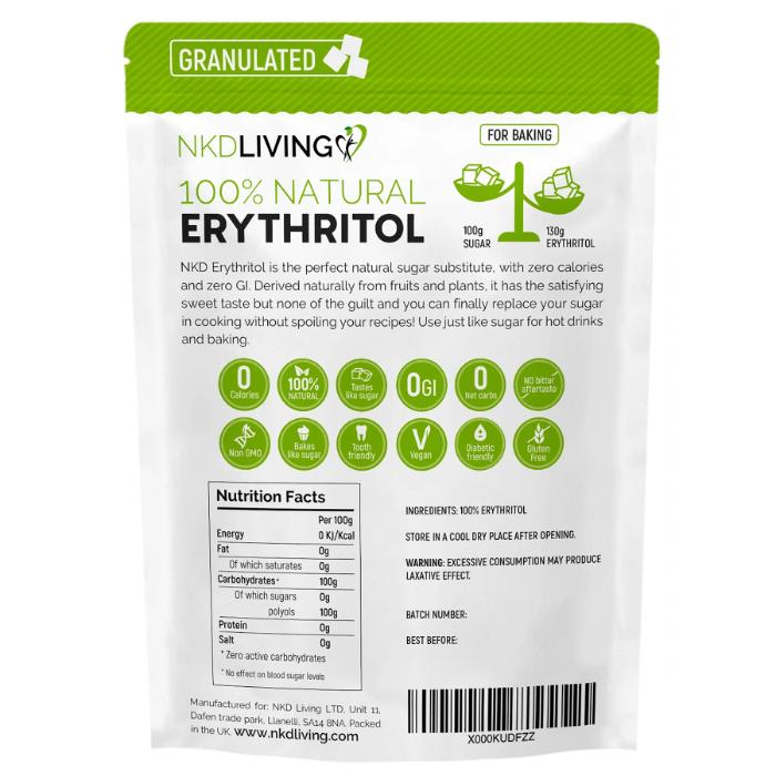 NKD Living - Erythritol Granulated, 300g - back