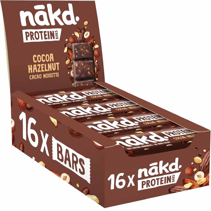 Nakd - Protein Power Bars Cocoa Hazelnut, 45g Pack of 16