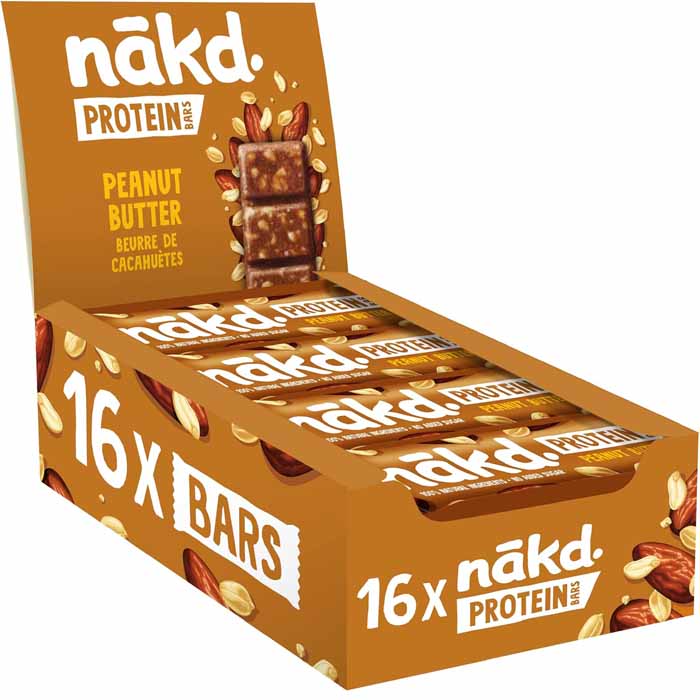 Nakd - Protein Power Bars Peanut Butter Crunch, 45g Pack of 16