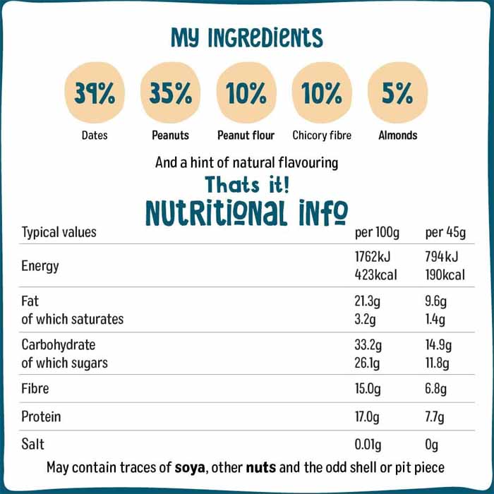 Nakd - Protein Power Bars Salted Caramel, 45g Pack of 16 - Back