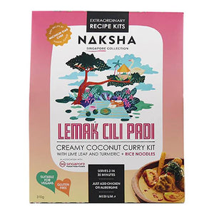 Naksha - Creamy Coconut Curry with Rice Noodles Recipe Kit from Singapore, 310g - Pack of 6