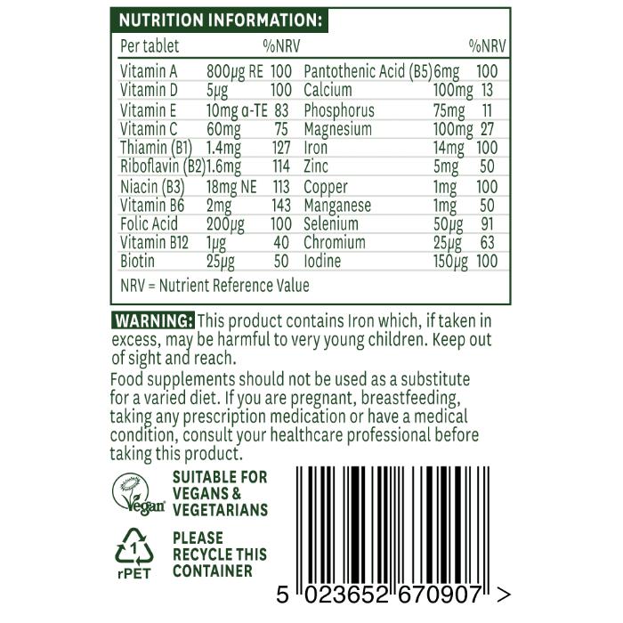 Natures Aid - Complete Multi Vitamins & Minerals, 90 Tabs - back