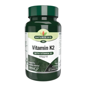 Natures Aid - Vitamin K2 (MenaQ7) 100ug, 30 Capsules