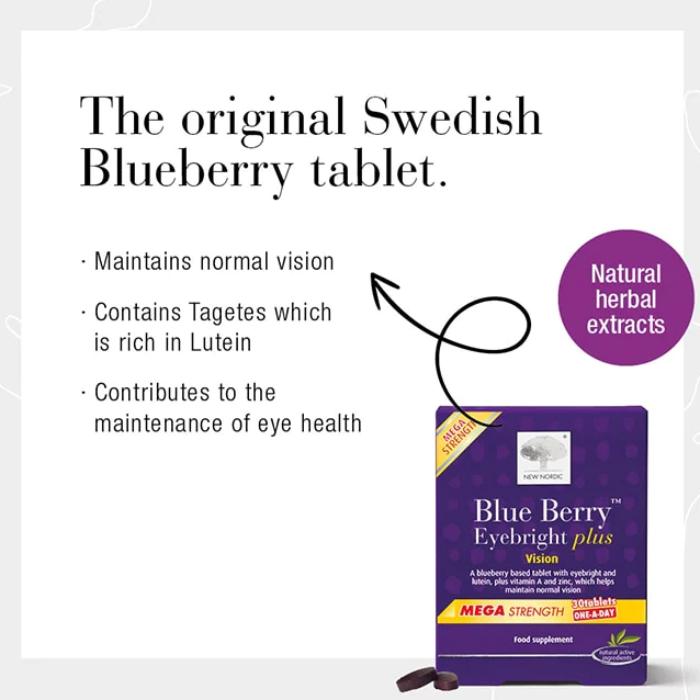 New Nordic - BlueBerry Eyebright Plus, 30 Tabs - back