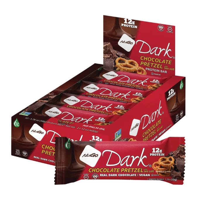 NuGo - Dark Chocolate Pretzel Bar, 50g  Pack of 12
