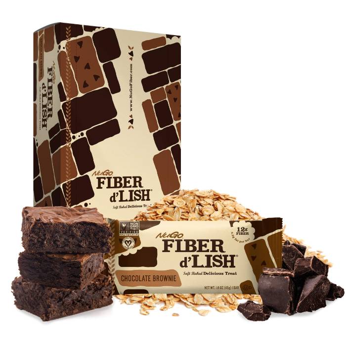 NuGo - Fiber d’Lish Chocolate Brownie, 45g  Pack of 16