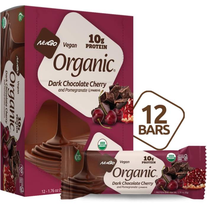 NuGo - Organic Dark Chocolate Bar Pomegranate, 50g  Pack of 12