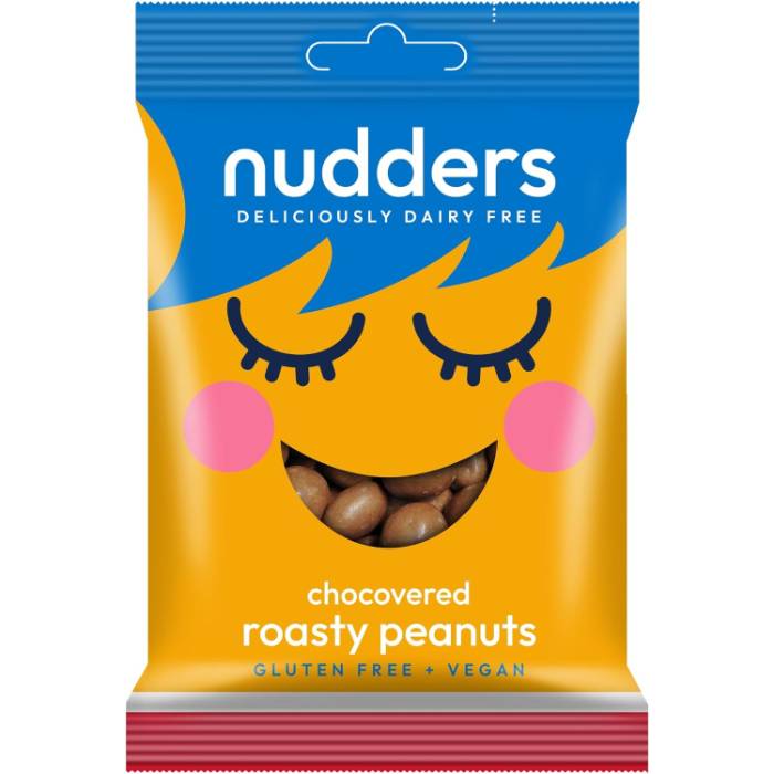 Nudders Fabulous Free From Factory - Chocovered Roasty Peanuts, 65g  Pack of 12