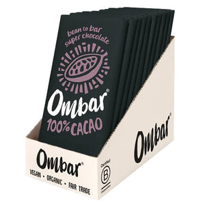 Ombar - Organic 100% Cacao Chocolate Bar, 70g | Pack of 10