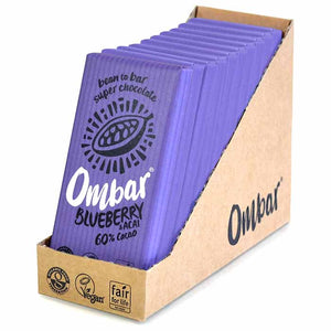 Ombar - Organic Blueberry & Acai Chocolate Bar, 35g | Pack of 10
