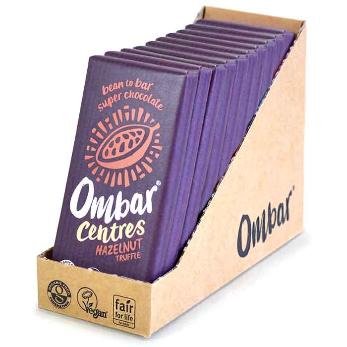 Ombar - Organic Centres Hazelnut Truffle Bar, 35g  Pack of 10