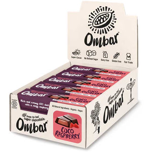 Ombar - Organic Coconut Raspberry Filled Chocolate Bar, 42g | Pack of 15