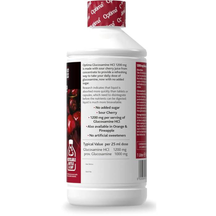Optima Glucosamine HCL Cherry (No Added Sugar), 1L PlantX UK