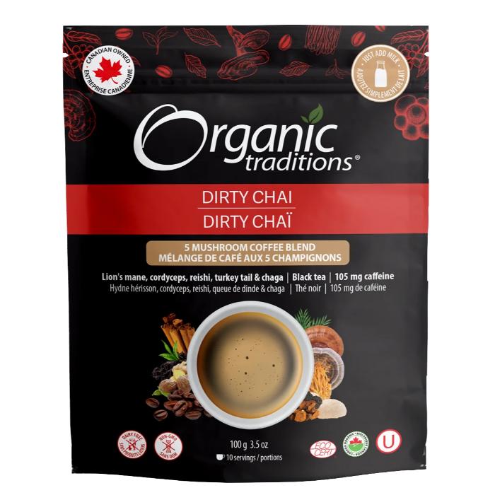 Organic Traditions - Organic Mushroom Coffee Blend Dirty Chai, 100g