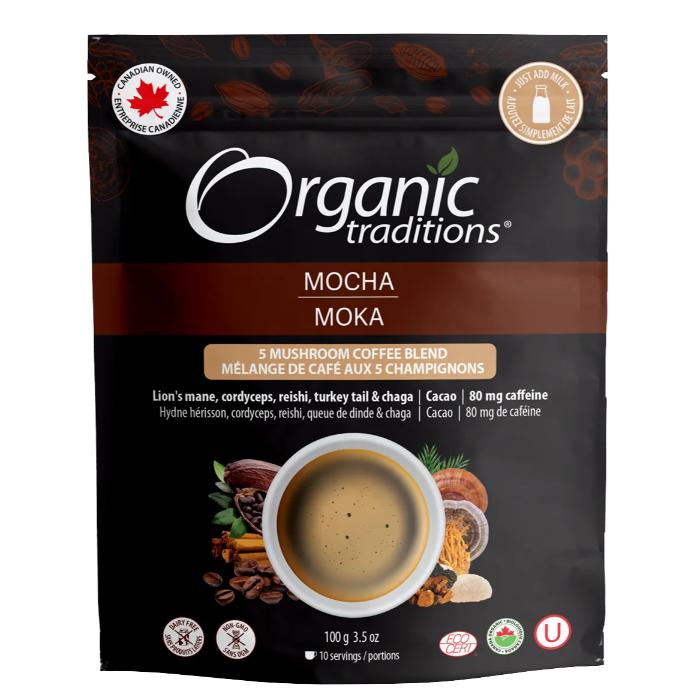 Organic Traditions - Organic Mushroom Coffee Blend Mocha, 100g
