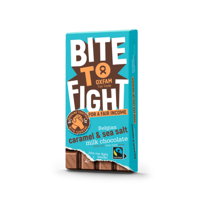 Oxfam Fair Trade - Bite to Fight Milk Choc Cara Salt, 180g