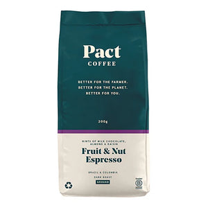 Pact Coffee - Pact Fruit & Nut Espresso Ground, 200g - Pack of 6