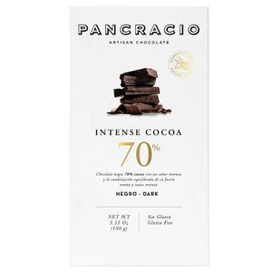 Pancracio Chocolate - Intense Cocoa 70% Dark Chocolate Bar, 100g | Pack of 20