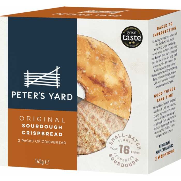 Peter's Yard - Original Sourdough Crispbread Medium With Hole, 145g  Pack of 8
