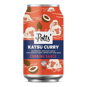 Potts - Katsu Curry Sauce with Coconut Cream, Tamari Soy Sauce and Yuzu Juice 100% Recyclable Can, 330g - Pack of 8