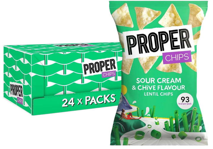 Proper Chips - Lentil Chips Sour Cream & Chive, 20g  Pack of 24