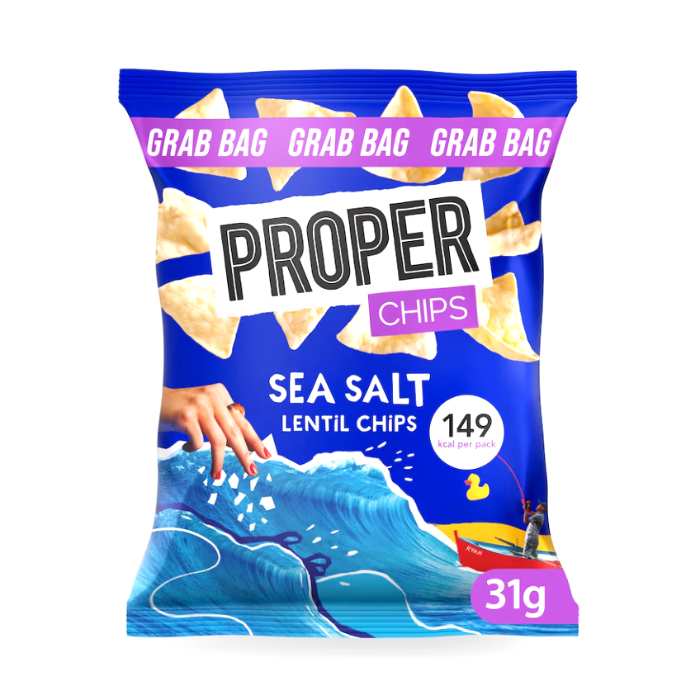 Proper Chips - Lentil Chips for Sharing Sea Salt, 31g - Pack of 30