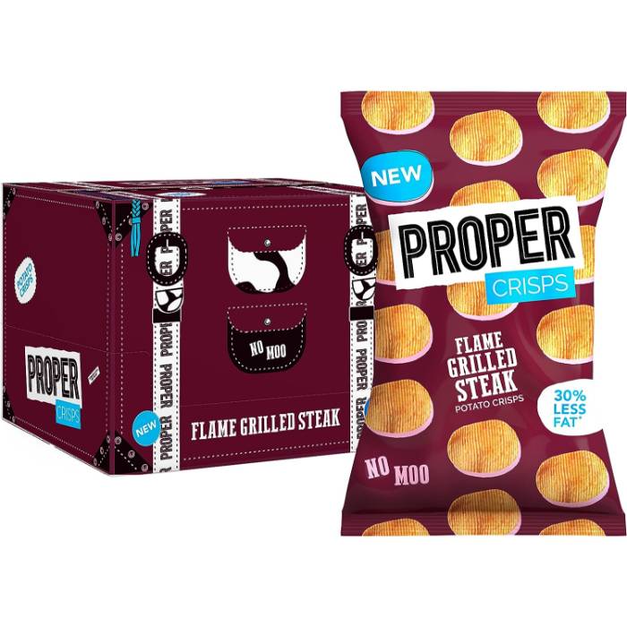 Proper Crisps - Crisps Flame Grilled Steak, 30g  Pack of 24