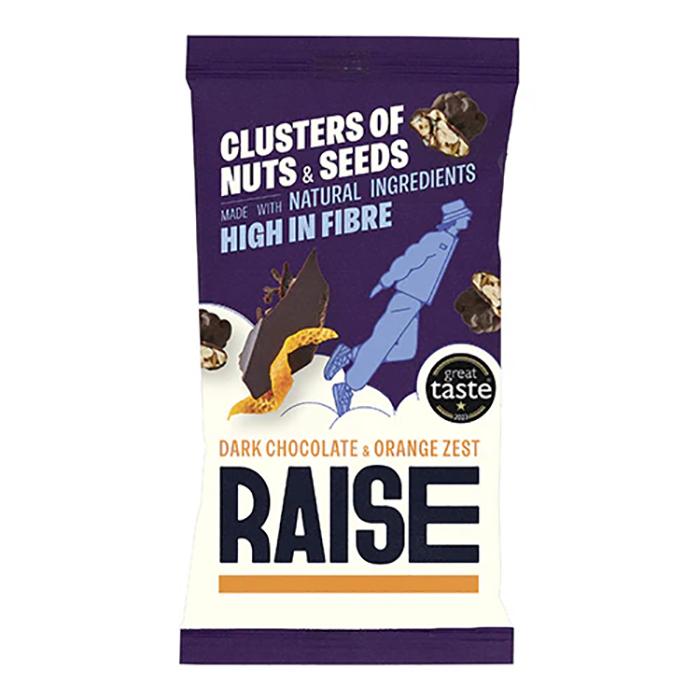 Raise Snacks - Dark Chocolate and Orange Nuts & Seeds Coated Snacks, 35g - Pack of 12