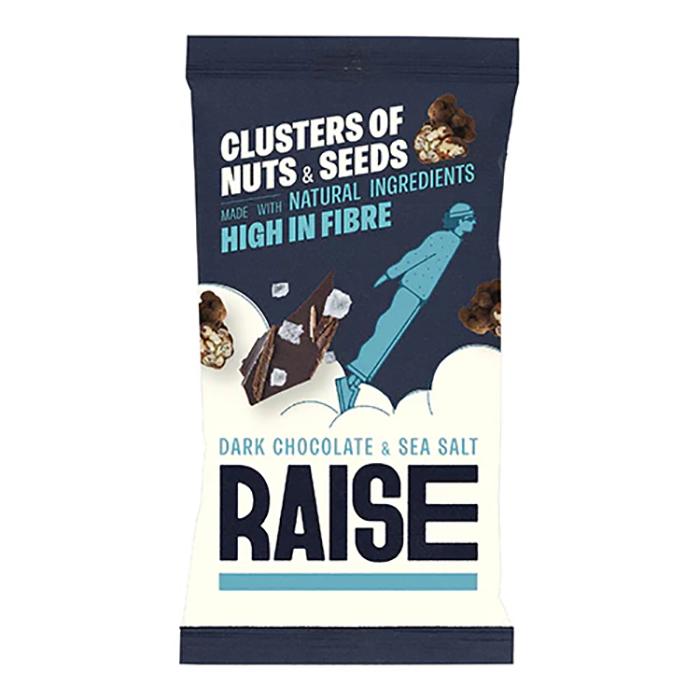 Raise Snacks - Dark Chocolate and Sea Salt Nuts & Seeds Coated Snacks, 35g - Pack of 12