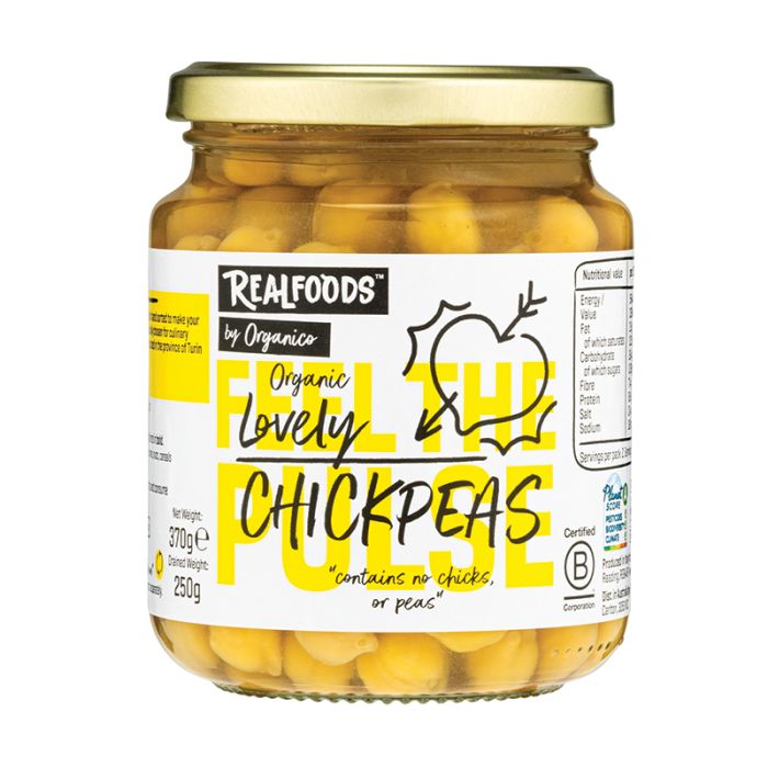 Realfoods - Organic Chickpeas in Water, 370g  Pack of 6
