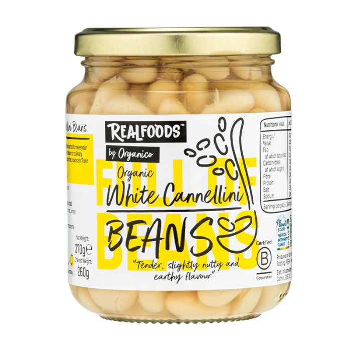 Realfoods - Organic White Cannellini Beans in Water, 370g  Pack of 6
